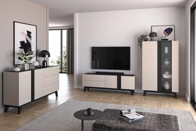 Stolik RTV 160 cm Freshion 05, kaszmir / czarny