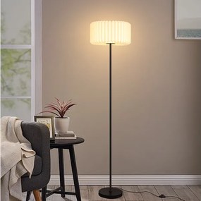 NETTLIFE Lampa podłogowa w stylu vintage – biała lampa podłogowa z papierowym abażurem do salonu – lampa G9