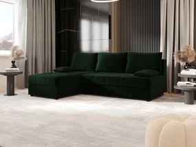 BEDANTE narożnik MOS L Itaka 10 lewa ciemnozielony z funkcją spania sofa w kształcie litery L z pojemnikiem na pościel