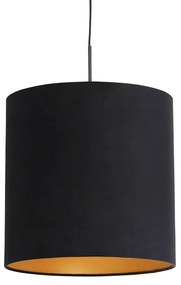 Lampa wisząca z czarnym aksamitnym abażurem ze złotem 40 cm - Combi klasyczny/Antyczny Oswietlenie wewnetrzne