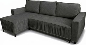 Elegancki narożnik lewostronny rozkładany VIKI 238x143cm, w tkaninie MONOLITH  92 szarej