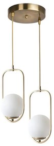 Lampa wisząca w biało-złotym kolorze ze szklanym kloszem ø 25 cm Ahu – Opviq lights