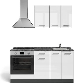 Pojedyncza kuchnia biały wysoki połysk/antracyt 160x46x81.6 r-line