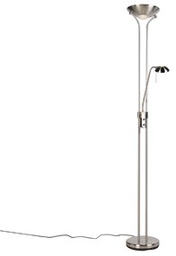 Stalowa lampa podłogowa z lampką do czytania, w tym LED i ściemniacz - Diva 2