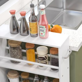 HOMCOM Regał wielofunkcyjny na kółkach, wąski, 4 półki, 45x15x91 cm, Biały