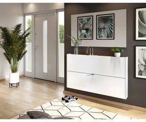 Biała uchylna wisząca szafka na buty w dekorze dębu 140x83x18 cm Ameca – Germania