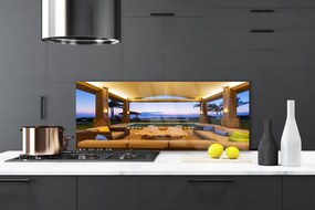 Szkło do Kuchni na Ścianę Słoneczne Patio Pod Palmami