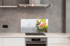 Szkło do Kuchni na Ścianę Zdrowy Posiłek z Łososiem i Orzechami