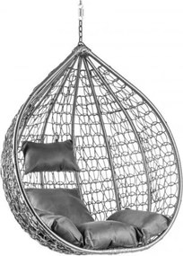 Szare wiszące krzesło KOKON bez stojaka, szara poduszka