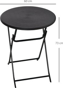 Outsunny Stół tarasowy okrągły składany dla 2 osób imitacja drewna ciemnoszary 60x60x73cm | Aosom PL