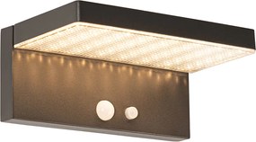 Lampa ścienna zewnętrzna ciemnoszara z LED i ściemnianym światłem na panel słoneczny - Sunnie