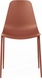 Zestaw 2 nowoczesnych krzeseł do salonu "Kate" z polipropylenu w kolorze rdzy, ze stelażem z malowanego metalu