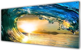 Panel Szklany do Kuchni Zachód Słońca Nad Morską Falą