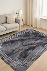 Prostokątny ciemnoszary dywan z nowoczesną ramką W6-P26