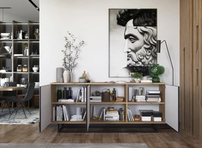 Trzydrzwiowa komoda w stylu loft Apollo 39 dąb wotan/czarny