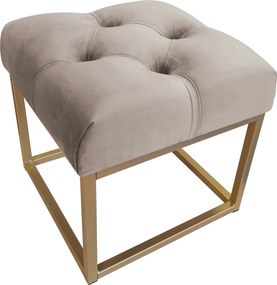 Pufa CHESTERFIELD tkanina Welur loft ławka podnóżek metal : Kolor Stelaża - Złoty, Kolor tkaniny - VELVET - MG09, Typ tkaniny - Velvet