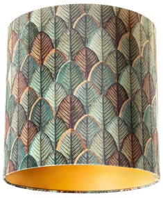 Abażur welurowy z wzorem liści i złotym wnętrzem 40/40/40