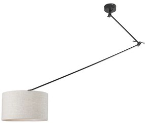 Lampa wisząca czarna z kloszem 35 cm jasnoszary regulowany - Blitz Nowoczesny Oswietlenie wewnetrzne