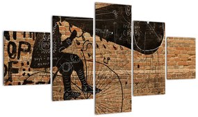 Obraz - Mężczyzna na rowerze w stylu Banksy (125x70 cm)