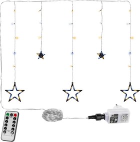 Świąteczna kurtyna 5 gwiazdek, 61 LED, biała ciepła i zimna