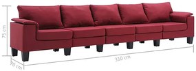 Pięcioosobowa ekskluzywna czerwona sofa - Ekilore 5Q