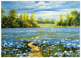 Obraz na szkle - Ścieżka w polu, obraz olejny (70x50 cm)