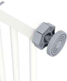 PawHut Bramka Ochronna dla Psów, Absperrgitter, Bramka dla Zwierząt, Metal, Tworzywo Sztuczne, 74-87 cm, Biały