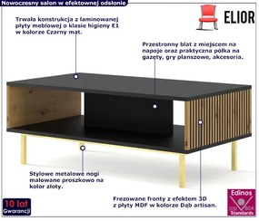 Stolik kawowy z lamelami czarny + artisan Fiba