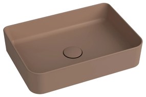Umywalka ceramiczna nablatowa brązowa bez otworu na baterie 50 x 35 cm LERA Cappuccino