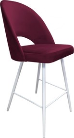 Hoker POLO krzesło barowe tkanina Welur podstawa metalowa hoker do kuchni : Kolor nogi - Biały stożek, Kolor tkaniny - VELVET - MG02, Typ siedziska - Siedzisko stałe