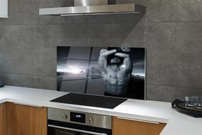 Panel szklany do Kuchni Mężczyzna na tle Gór