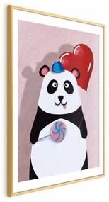 Plakat Panda z balonikiem 60x90 cm z ramą złotą z marginesem ARTGEIST B
