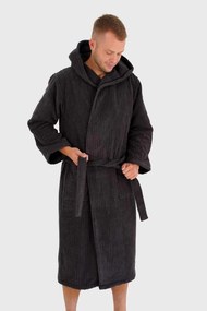 Unisex szlafrok STRIPE z kapturem L Szary