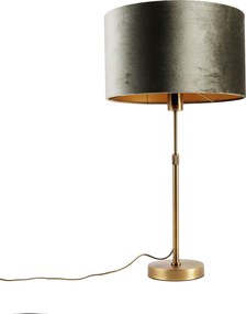 Lampa stołowa brązowa z zielonym aksamitnym abażurem 35 cm - Parte