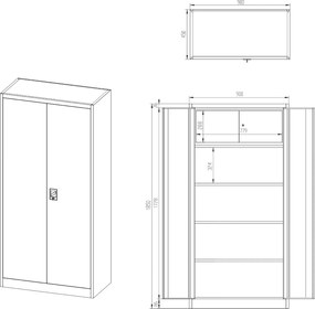 Dwudrzwiowa szafa z sejfem Tomasz, 90x45x185 cm, antracyt/czerwony