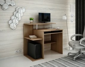Małe komputerowe biurko z nadstawką na monitor dąb sonoma M4-T96