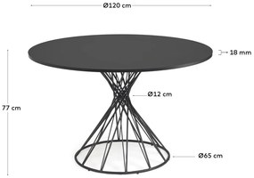 Czarny okrągły stół z czarnym blatem ø 120 cm Niut – Kave Home