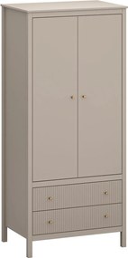 Szafa dwudrzwiowa z drążkiem i szufladami taupe D8-D61