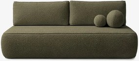Sofa z Funkcją Spania ARVETO Oliwkowa Boucle Nowoczesna
