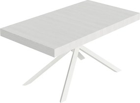 Stół rozkładany Niket 160/244x80 cm biały jesion z białymi nogami
