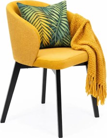 Żółte drewniane krzesło kubełkowe F5-W89