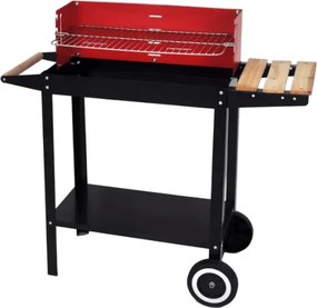 Grill ogrodowy na węgiel drzewny BBQ 87x35 cm, czarny/czerwony