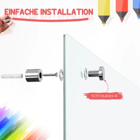 Vinsetto Zestaw tablicy białej magnetycznej z markerami i gumką 90x60x04 cm Biała | Aosom PL