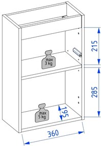 Mała szafka łazienkowa wisząca kaszmir lamelowe fronty 39 x 22 cm z umywalką z otworem CUSCO
