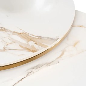 Zestaw Stolików Kawowych MILANO 45 cm/60 cm Biały Marmur/Złoty Glamour