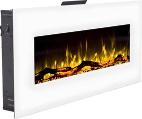 Kominek elektryczny ścienny LALITA – 110 × 14 × 49 cm (dł. × szer. × wys.) – kolor biały