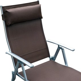 Outsunny® Leżak Ogrodowy Wypczynkowy Składany Z Zagłówkiem Brązowy