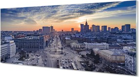 Szkło do Kuchni na Ścianę Warszawskie Wieżowce o Zmierzchu