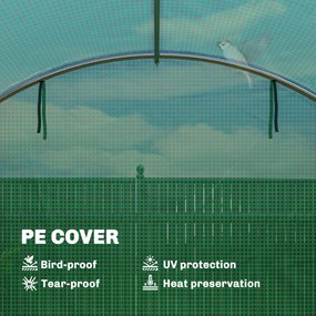 Outsunny Szklarnia ok. 4 x 3 x 2 m, szklarnia foliowa z rolowanymi drzwiami, 2 drzwi na zamek &amp; 8 okien z siatką, pręty podporowe, zielona | Aosom PL