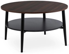 Stolik Kawowy Okrągły PAULO MAX 80 cm Orzech/Czarny Nowoczesny Loft